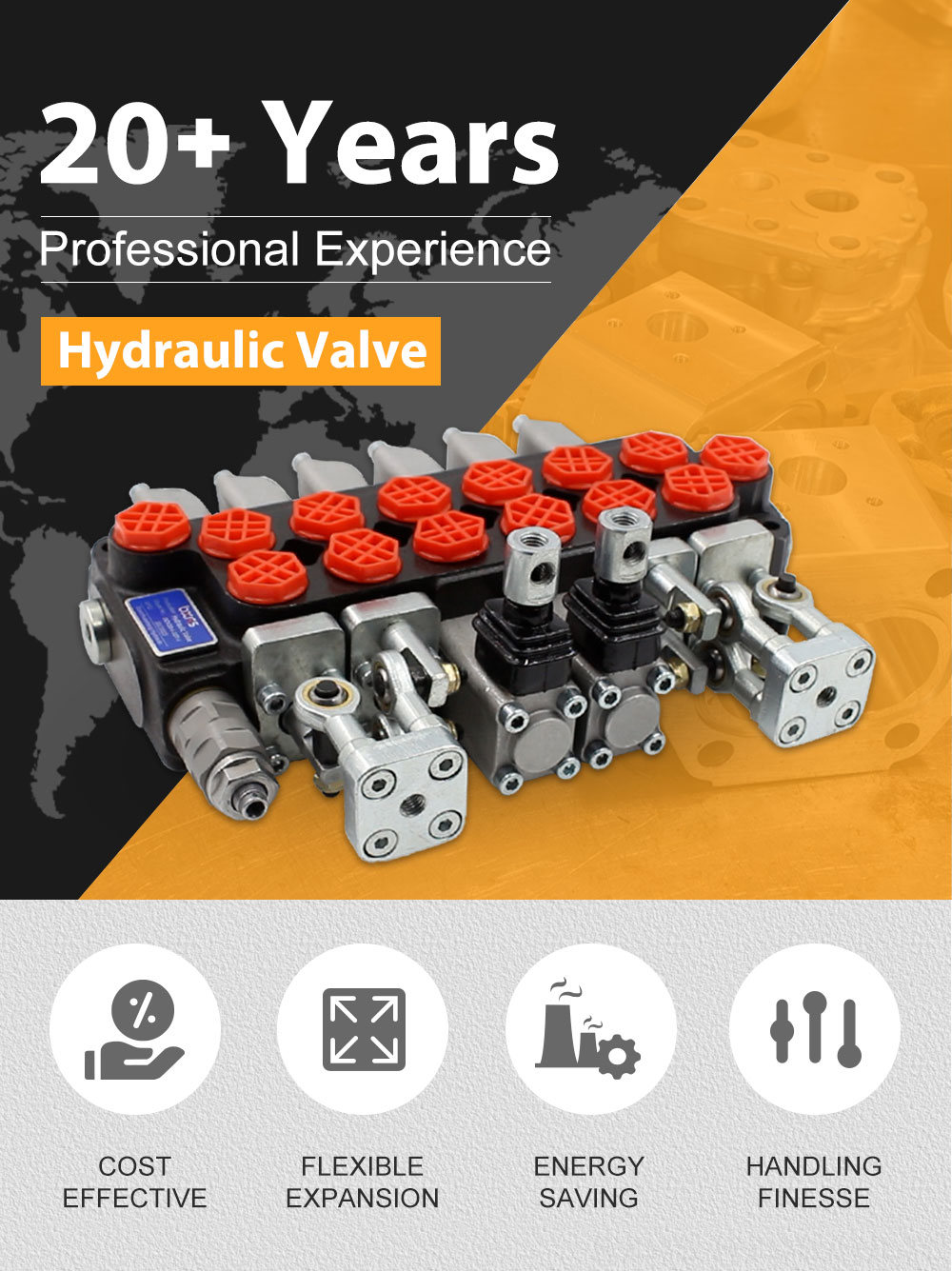 DCV20 Manual and Joystick 6 Spool Monoblock Directional Valve detailed image